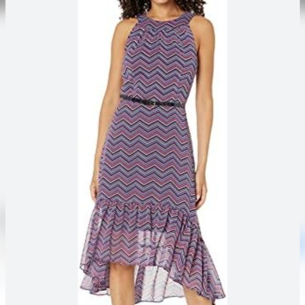 Tommy Hilfiger Multicolor Chevron High Low Dress Size 16